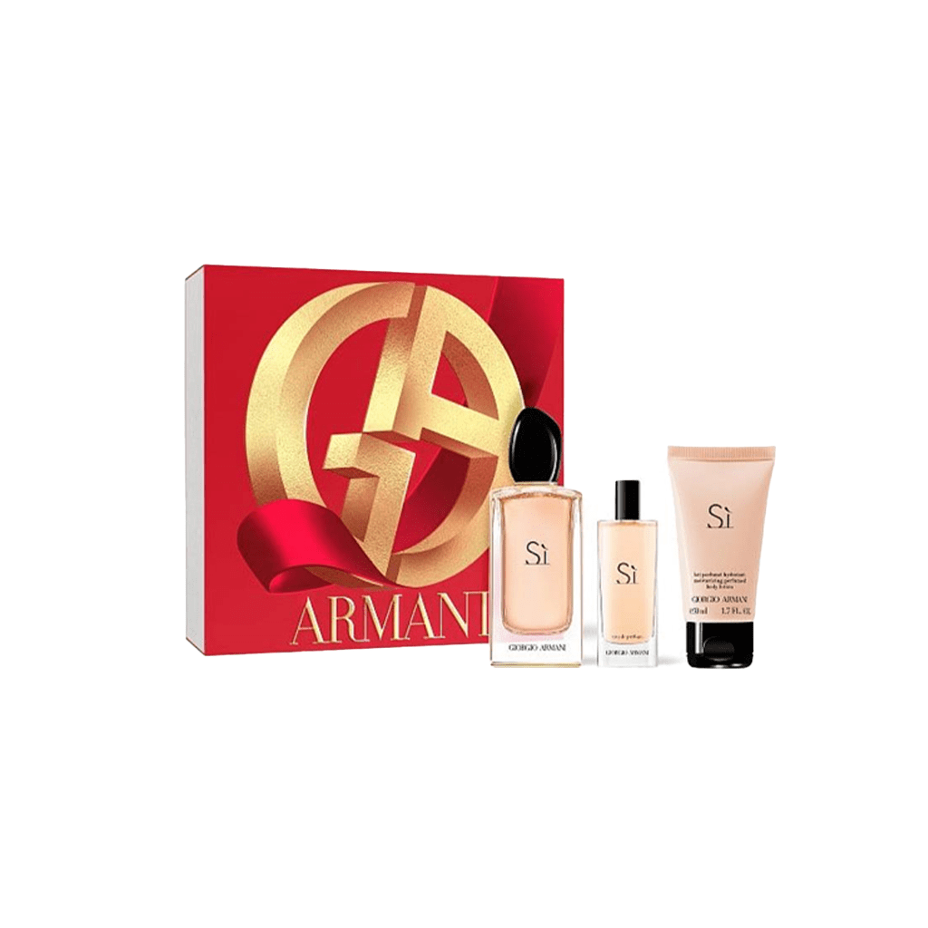 Armani Women's Perfume Armani Si Eau de Parfum Women's Gift Set Spray (100ml) with Body Lotion & 15ml EDP