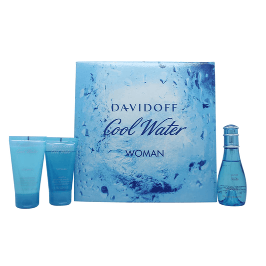 Davidoff Women's Perfume Davidoff Cool Water Woman Eau de Toilette Women's Perfume Gift Set (50ml) with 50ml Shower Gel + 50ml Body Lotion