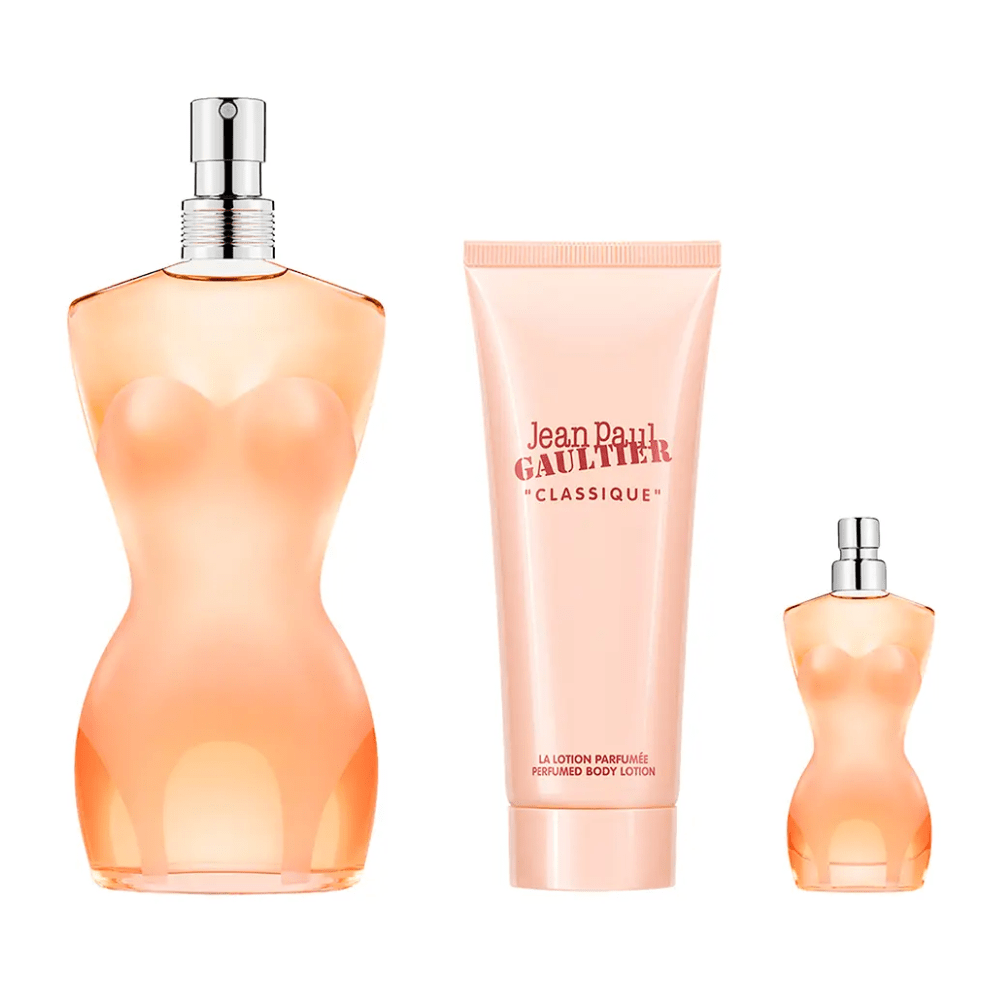 Jean Paul Gaultier Women's Perfume Jean Paul Gaultier Classique Eau de Toilette Women's Perfume Gift Set Spray (100ml) with Body Lotion & 6ml EDT