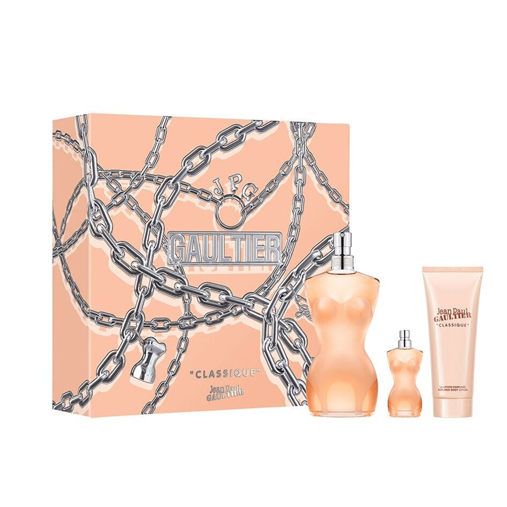 Jean Paul Gaultier Women's Perfume Jean Paul Gaultier Classique Eau de Toilette Women's Perfume Gift Set Spray (100ml) with Body Lotion & 6ml EDT