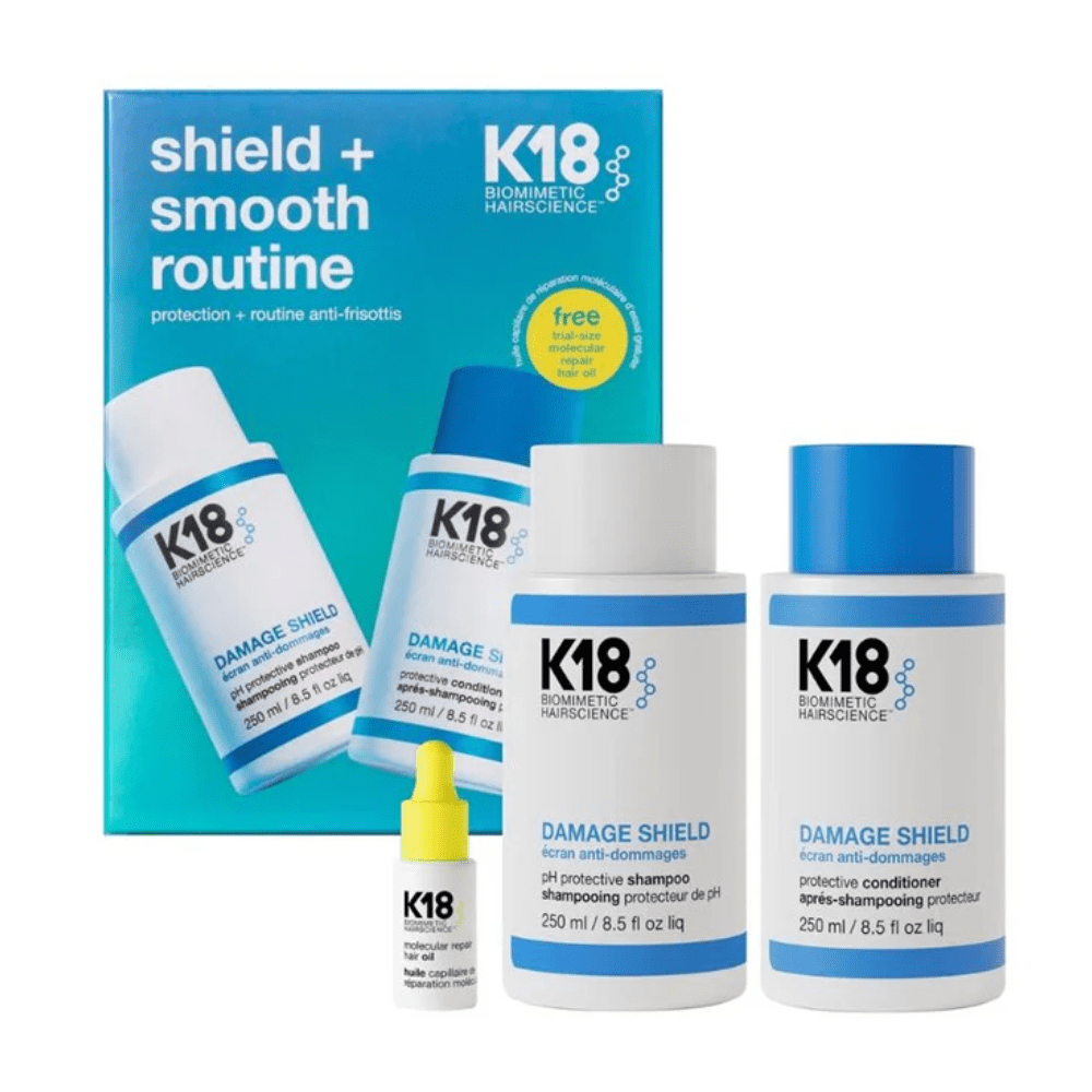 K18 Hair Care K18 Shield and Smooth Routine Trio Set (Shampoo + Conditioner + Hair Oil)