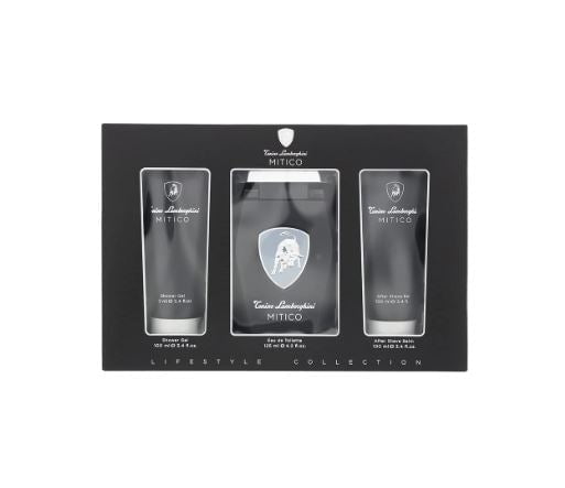 Lamborghini Men's Aftershave Lamborghini Mitico Eau de Toilette Men's Aftershave Gift Set Spray (125ml) with 100ml Aftershave Balm + 100ml Shower Gel