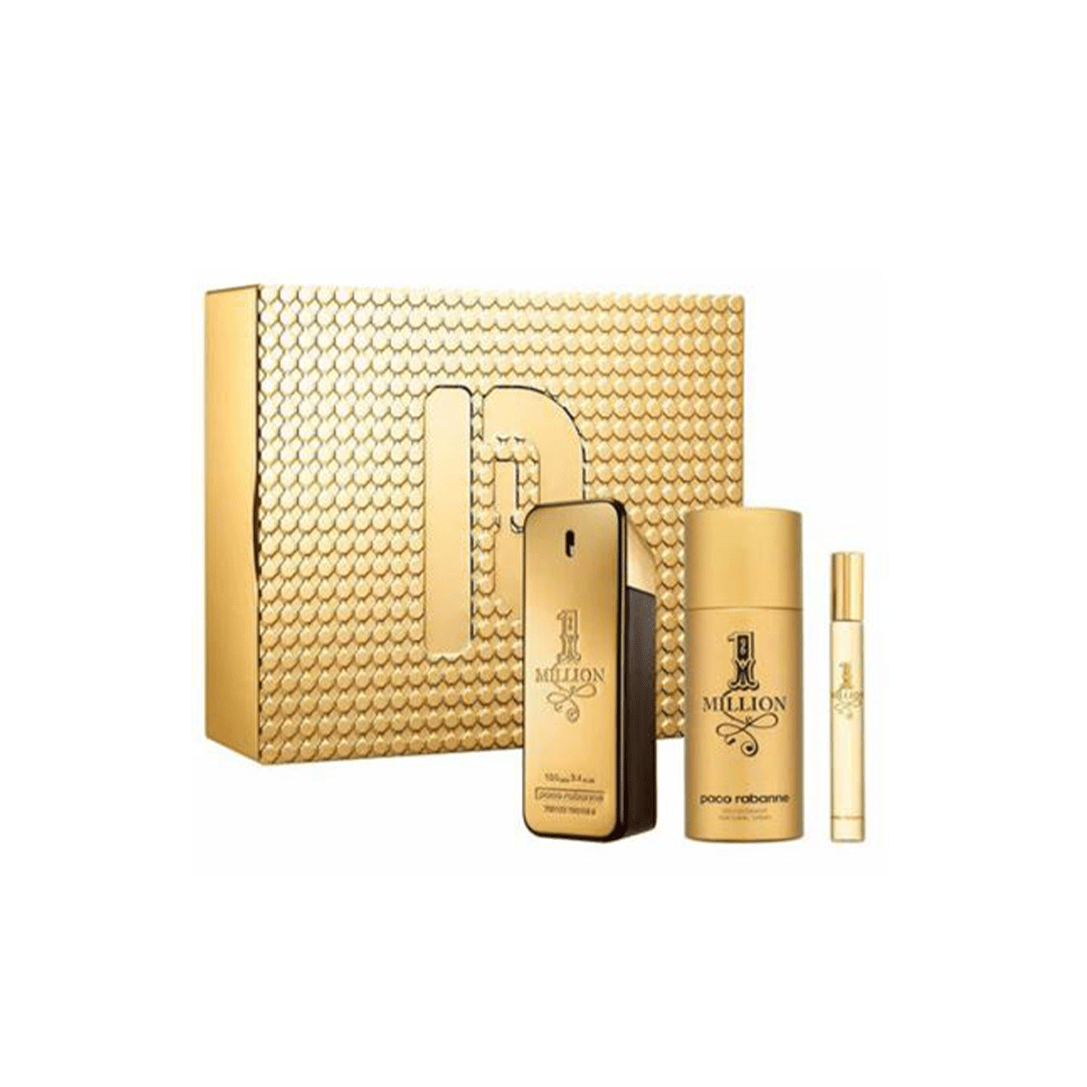 Paco Rabanne Men's Aftershave Paco Rabanne 1 Million Eau de Toilette Men's Aftershave Gift Set (100ml) with Deodorant Spray & 10ml Mini