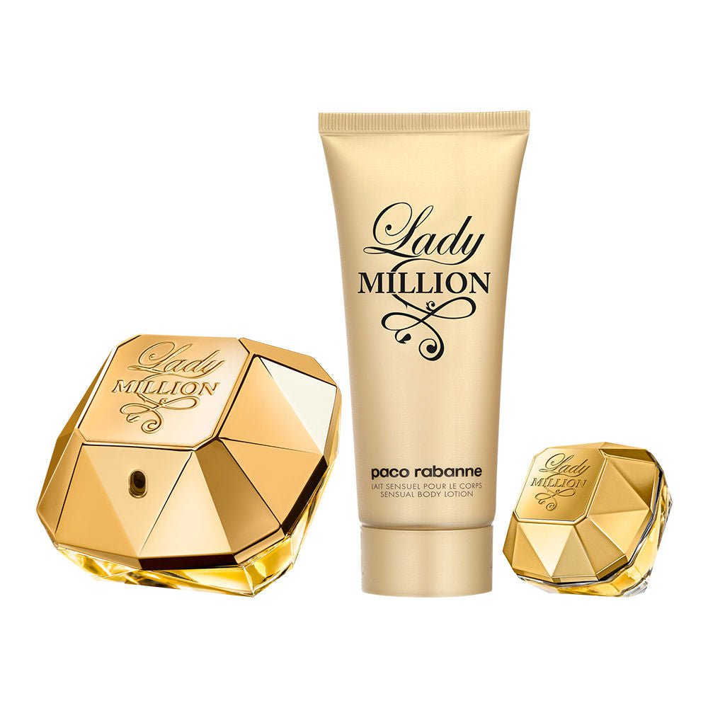 Paco Rabanne Women's Perfume Paco Rabanne Lady Million Eau de Parfum Women's Perfume Gift Set Spray (80ml) with Body Lotion & 5ml EDP