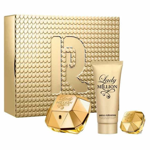 Paco Rabanne Women's Perfume Paco Rabanne Lady Million Eau de Parfum Women's Perfume Gift Set Spray (80ml) with Body Lotion & 5ml EDP