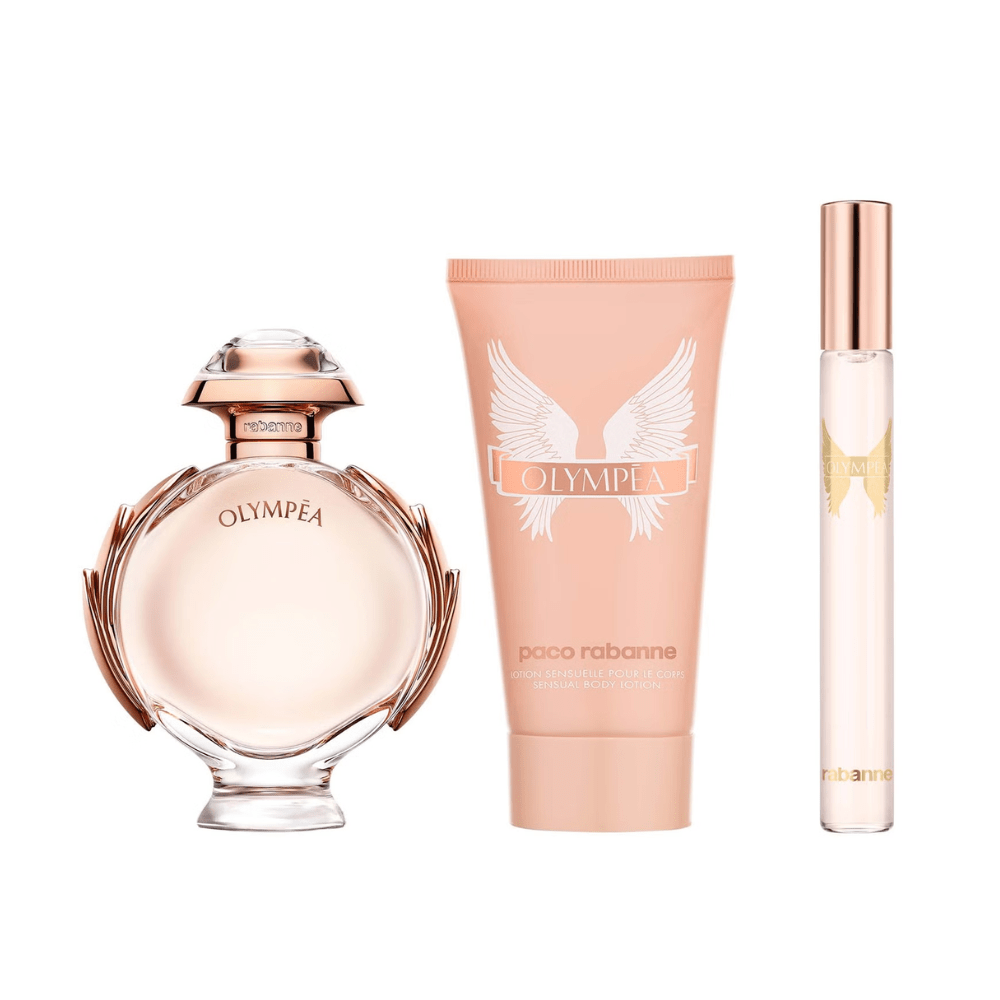 Paco Rabanne Women's Perfume Paco Rabanne Olympea Eau de Parfum Women's Perfume Gift Set Spray (50ml) with Body Lotion & 10ml Mini