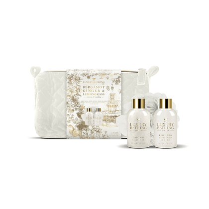 The Luxury Bathing Company Skin Care The Luxury Bathing Company Bergamot, Ginger & Lemongrass Perfect Pamper Gift Set (50ml Body Wash + 50ml Body Lotion + Body Polisher + Keepsake Bag)