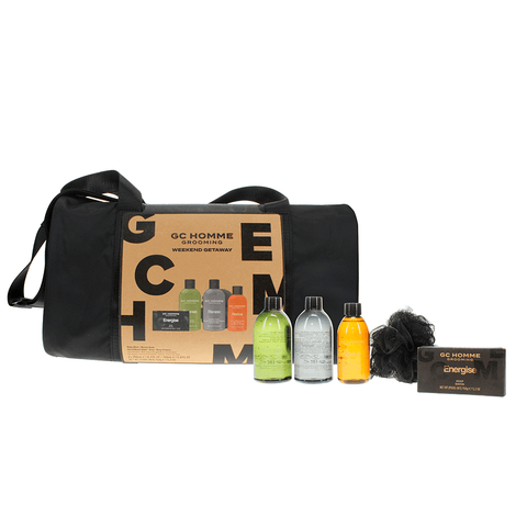 The Luxury Bathing Company Skin Care The Luxury Bathing Company GC Homme Weekend Getaway Gift Set (250ml Body Wash + 250ml Muscle Soak + 150ml Hair & Beard Wash + 150g Cleansing Soap + Body Polisher + & Reusable Weekender Bag)