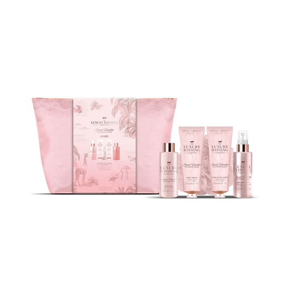 The Luxury Bathing Company Skin Care The Luxury Bathing Company Sweet Vanilla & Almond Glaze Escape Gift Set (100ml Body Wash + 100ml Hair & Body Mist + 50ml Hand & Nail Cream + 50ml Body Cream + Body Polisher & Reusable Toiletry Bag)