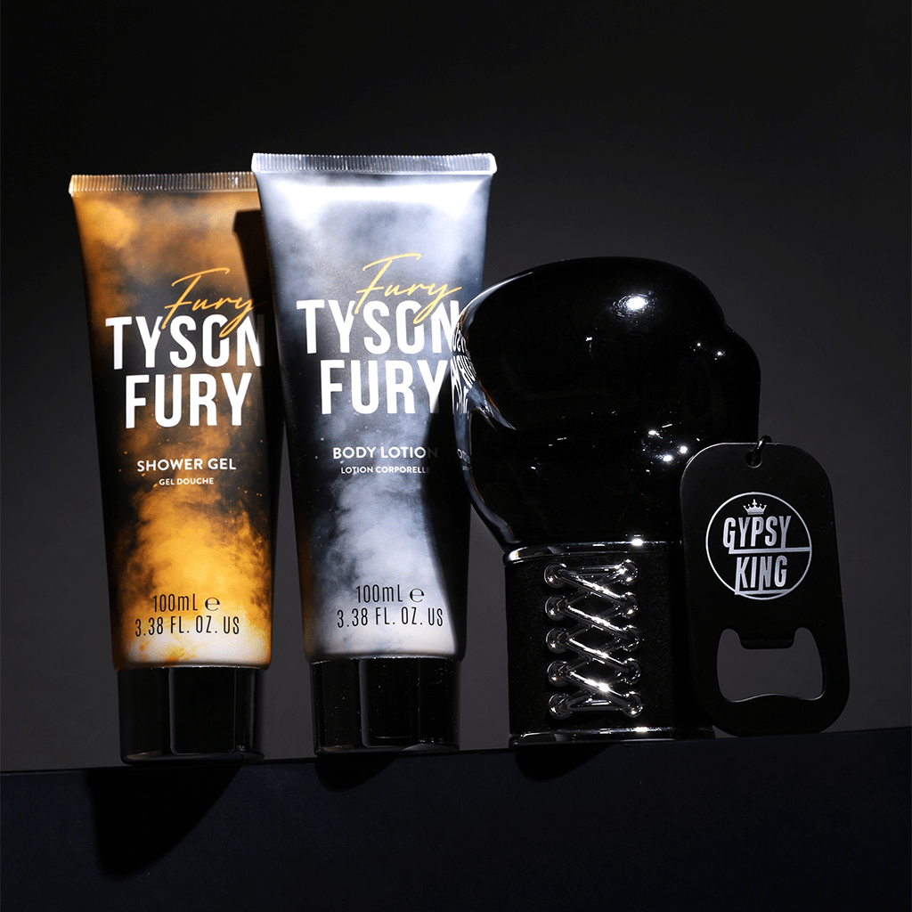 Tyson Fury Men's Aftershave Tyson Fury Eau de Toilette Men's Aftershave Gift Set Spray (100ml) with 100ml Shower Gel + 100ml Body Lotion + Keyring