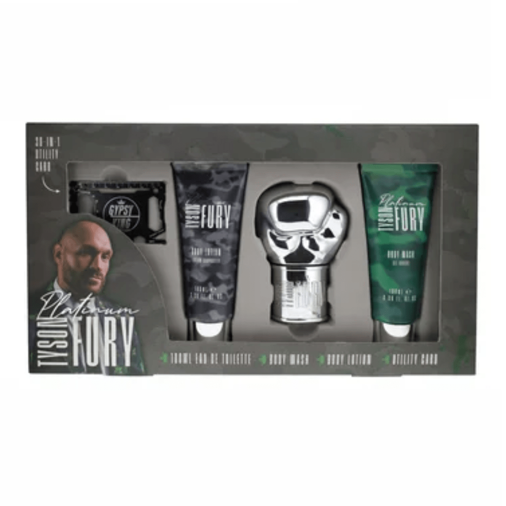 Tyson Fury Men's Aftershave Tyson Fury Platinum Men's Gift Set (100ml EDT + 100ml Body Wash + 100ml Body Lotion + Utility Card)