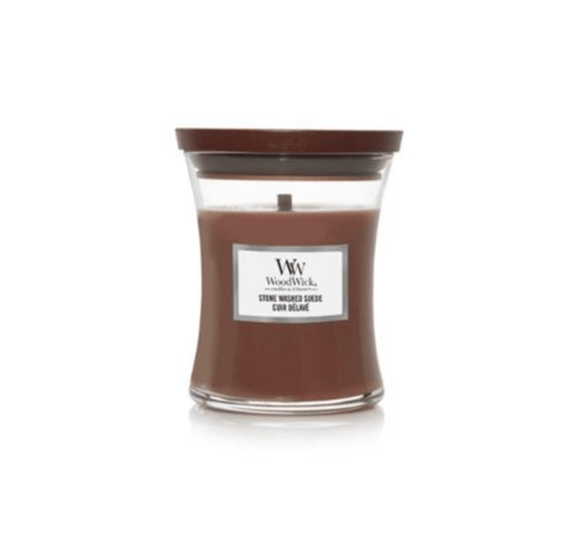 Woodwick Candle Woodwick Stone Washed Suede Medium Hourglass Candle