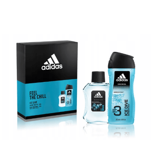 Adidas Shaving & Grooming Adidas Ice Dive Feel The Chill 2 Piece Gift Set with 100ml Eau De Toilette Spray and 250ml Shower Gel