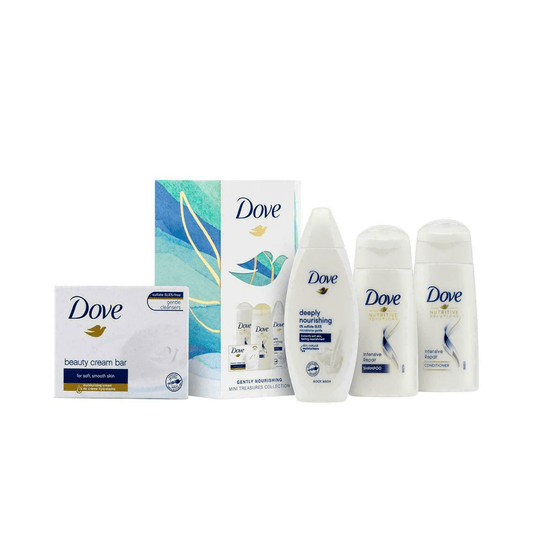 Dove Shaving & Grooming Dove Gently Nourishing Mini Treasures Collection 4 Piece Set (Body Wash, Shampoo, Conditioner + Soap)